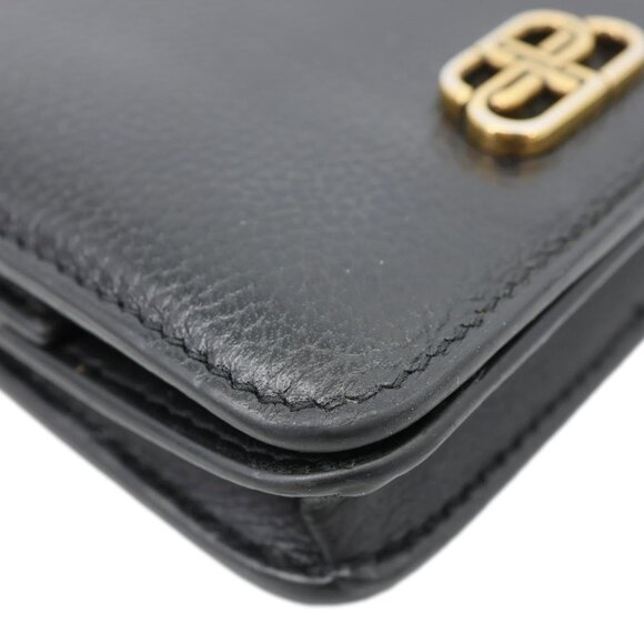 Balenciaga  Leather Bifold Compact Wallet Black - Picture 5 of 10